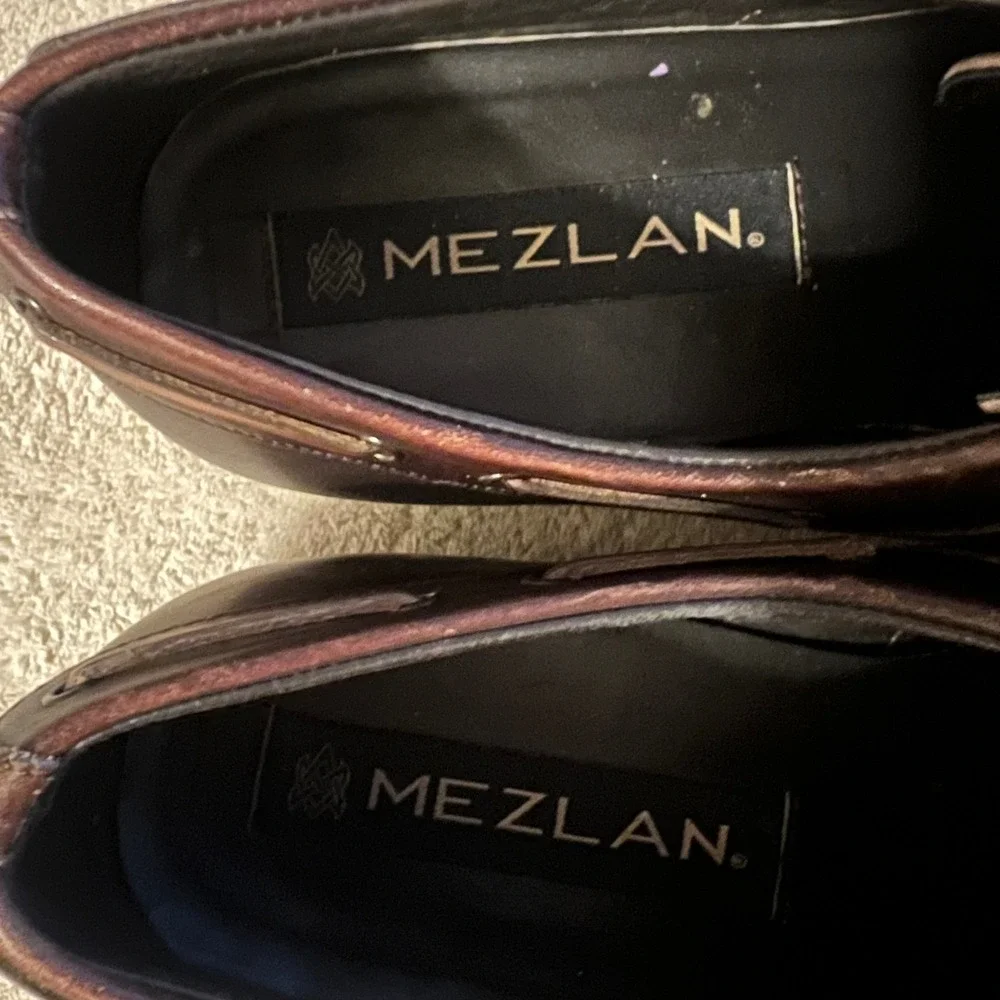 Mezlan Carson Men 8 M Brown & Tan Leather Two Tone Apron Toe Oxford‎ Shoes